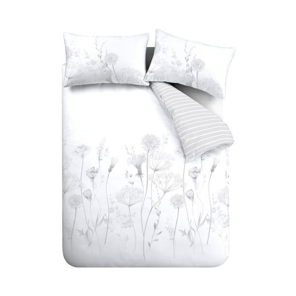 Set copripiumino e federa bianco e grigio per letto matrimoniale e per letto esteso 230x220 cm Meadowsweet Floral – Catherine Lansfield