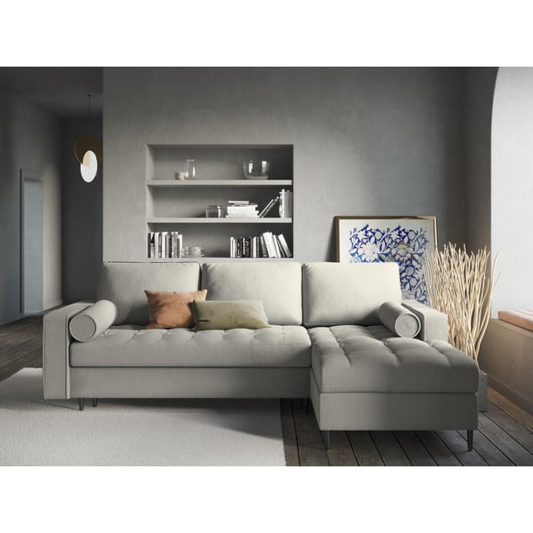 Divano letto angolare grigio chiaro, angolo destro Santo - Milo Casa-image-1
