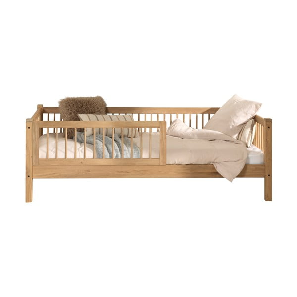 Letto da bambini di colore naturale in rovere massiccio con rete inclusa 90x200 cm Forrest – Vipack