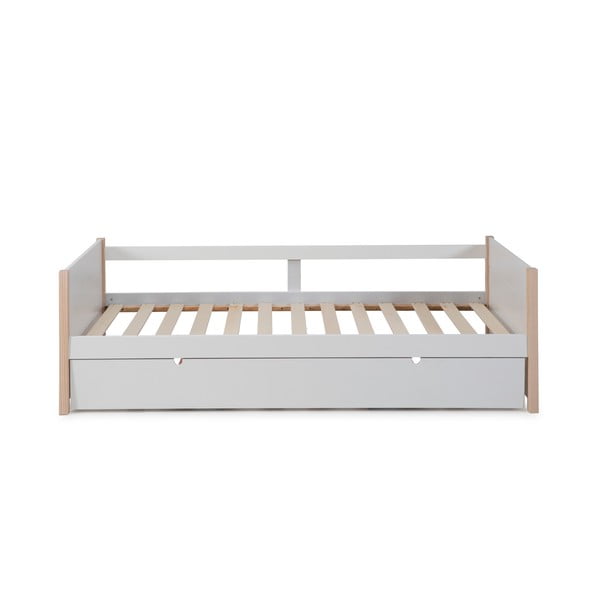 Letto per bambini in legno di pino bianco/naturale con letto estraibile 90x190 cm Kiara - Marckeric-image-2