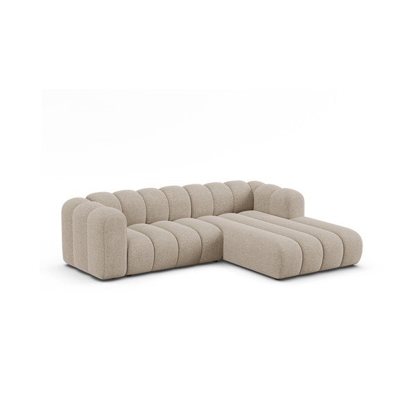 Divano angolare beige (con penisola a destra/con chaise lounge) con rivestimento in ciniglia Lupine – Micadoni -image-1