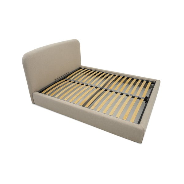 Letto matrimoniale imbottito beige con contenitore con rete inclusa 140x190 cm Sea – Scandic-image-3