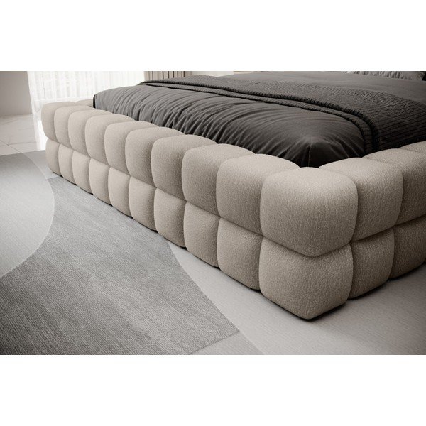 Letto matrimoniale imbottito beige con contenitore e rete inclusi 180x200 cm Dizzle – ELTAP-image-3