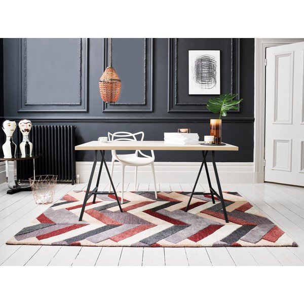 Tappeto rosso e grigio tessuto a mano Salon, 200 x 290 cm - Flair Rugs-image-2