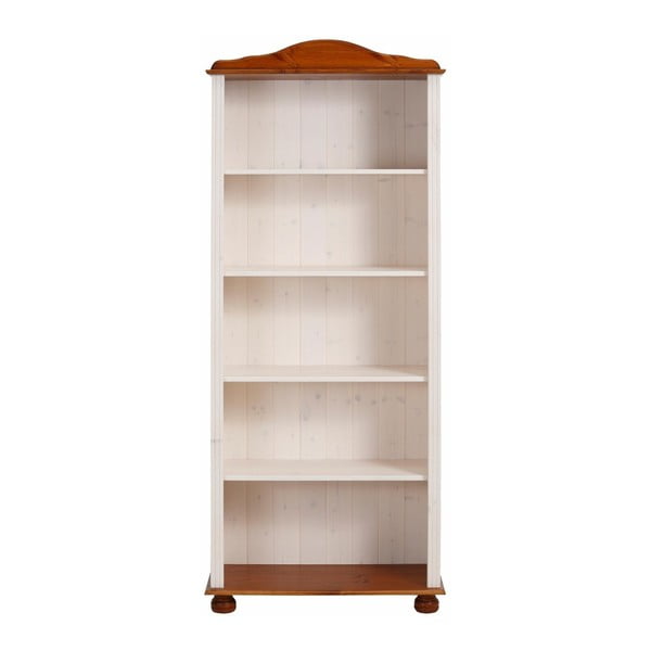 Libreria in legno di pino in colore bianco e naturale 70x181 cm Ella - Støraa-image-1