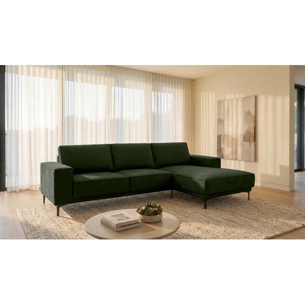 Divano angolare verde (con penisola a destra/con chaise lounge) con rivestimento in ciniglia Copenhagen – Scandic-image-1