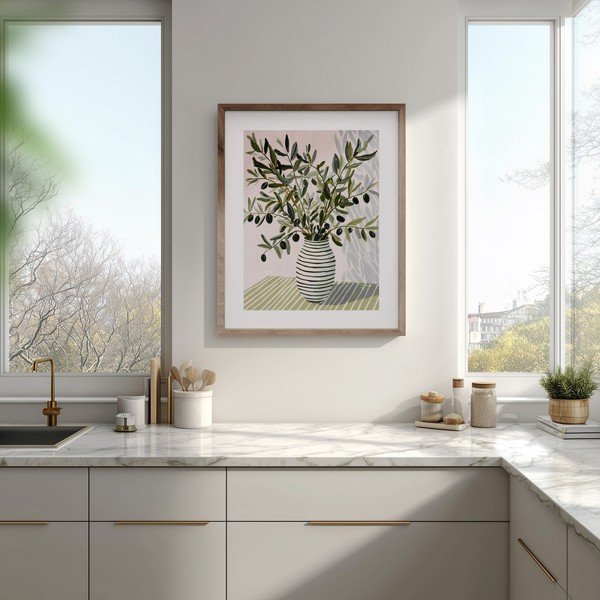 Dipinto stampato con cornice inclusa 40x50 cm Olive Bunch II – Styler-image-1