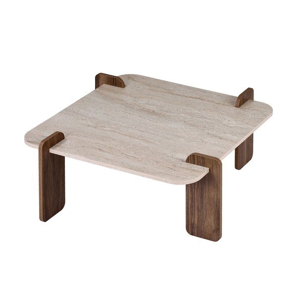 Tavolino da salotto beige 90x90 cm Marais – Nordure-image-2