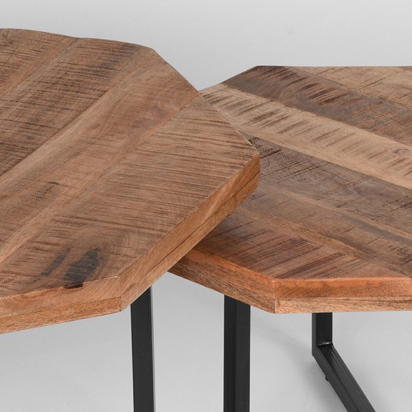 Tavolini in legno di mango in colore naturale in set di 2 70x70 cm Figure - LABEL51-image-1