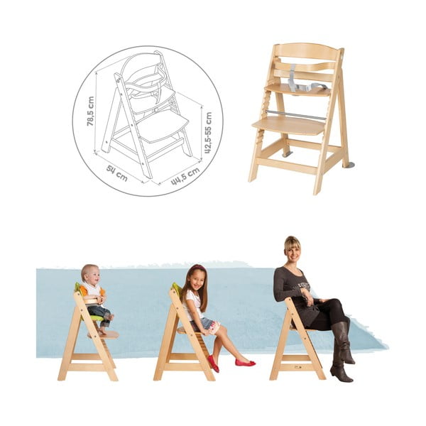 Seggiolone grigio chiaro/di colore naturale Style Born Up 2in1 – Roba-image-3