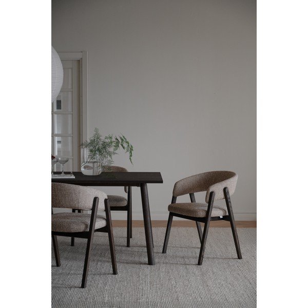 Sedia da pranzo beige/colore naturale scuro in rovere massiccio con braccioli Barnaby – Rowico-image-4