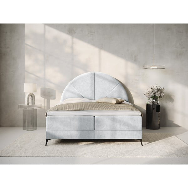 Letto boxspring grigio chiaro con contenitore 160x200 cm Sunset - Cosmopolitan Design-image-1
