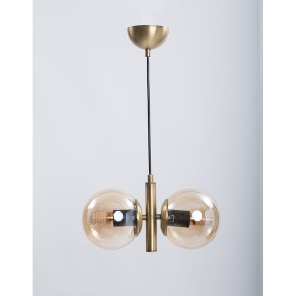 Lampadario dorato con paralume in vetro Monera – Squid Lighting