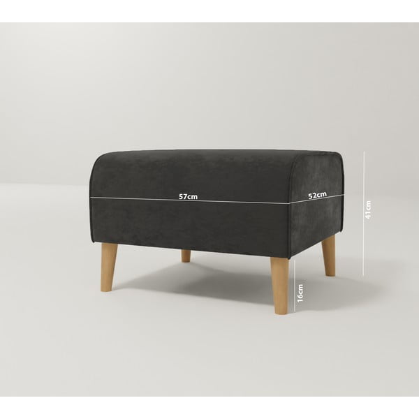 Pouf in velluto grigio scuro Carole - Ropez-image-3