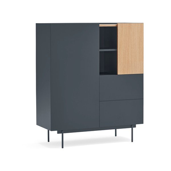 Cassettiera alta in rovere decorato in colore antracite-naturale 100x45 cm Otto - Teulat-image-2