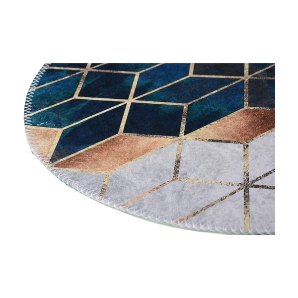 Tappeto rotondo lavabile di colore bianco-petrolio ø 120 cm - Vitaus-image-2