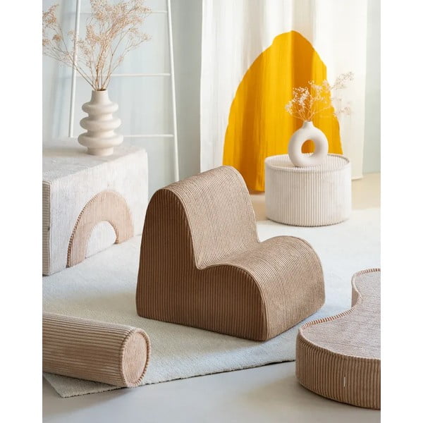 Cuscino per divano da bambini marrone chiaro con rivestimento in velluto a coste Roll – Wigiwama-image-2