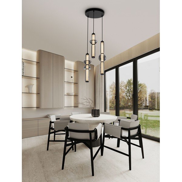 Lampadario LED grigio in vetro con intensità regolabile ø 38 cm Ulon – Nova Luce-image-2