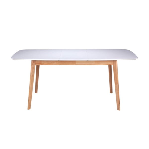 Tavolo da pranzo pieghevole bianco con base in legno di gomma, lunghezza 120 cm Enma - sømcasa-image-1