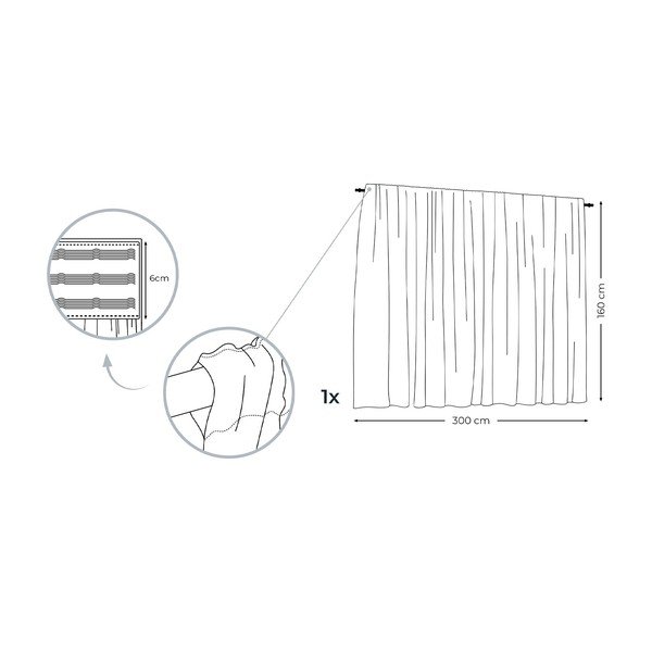 Tenda turchese , 160 x 300 cm Voile Pleat - AmeliaHome-image-3
