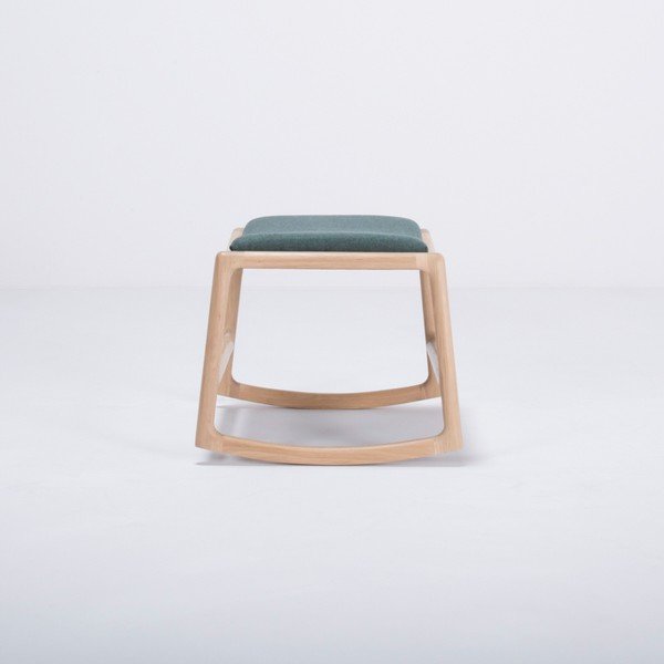 Ottomana con struttura in legno di quercia e seduta in tessuto verde Dedo - Gazzda-image-1