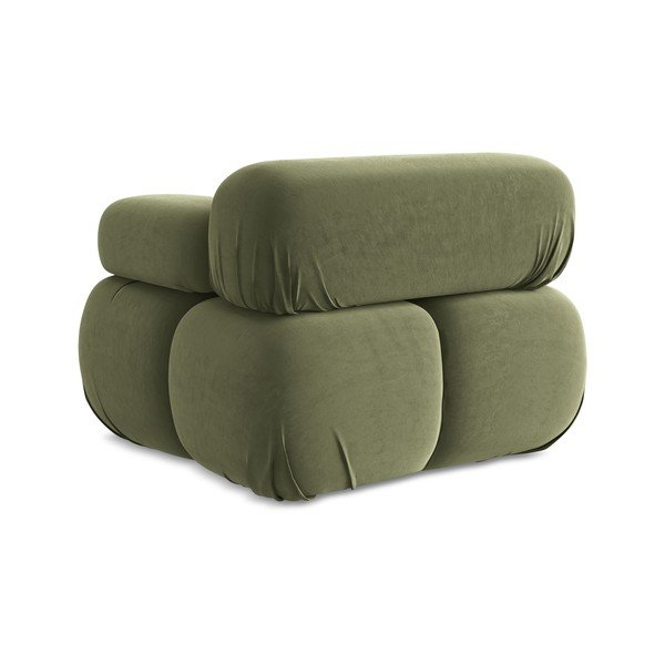 Parte divano componibile verde chiaro (con penisola a destra) con rivestimento in velluto Lokua – Makamii-image-4