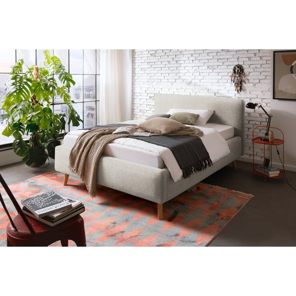 Letto matrimoniale imbottito beige con contenitore con rete inclusa 140x200 cm Mattis – Meise Möbel-image-1