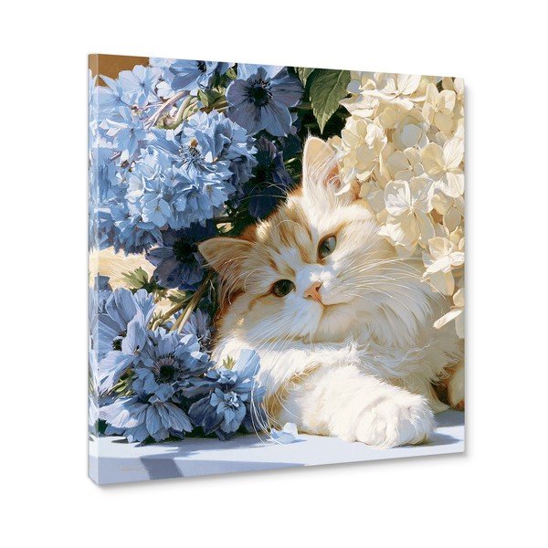 Dipinto stampato dipinto su tela 32x32 cm Floral Feline – Styler-image-3