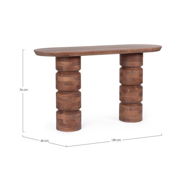 Tavolo consolle colore naturale scuro in mango massiccio 45x130 cm Cortez – Bizzotto-image-4