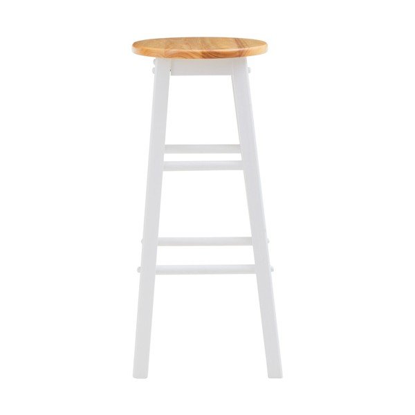 Sedia da bar bianca/di colore naturale in legno di cauciù massiccio (altezza della seduta 74 cm) Chester – Premier Housewares-image-2
