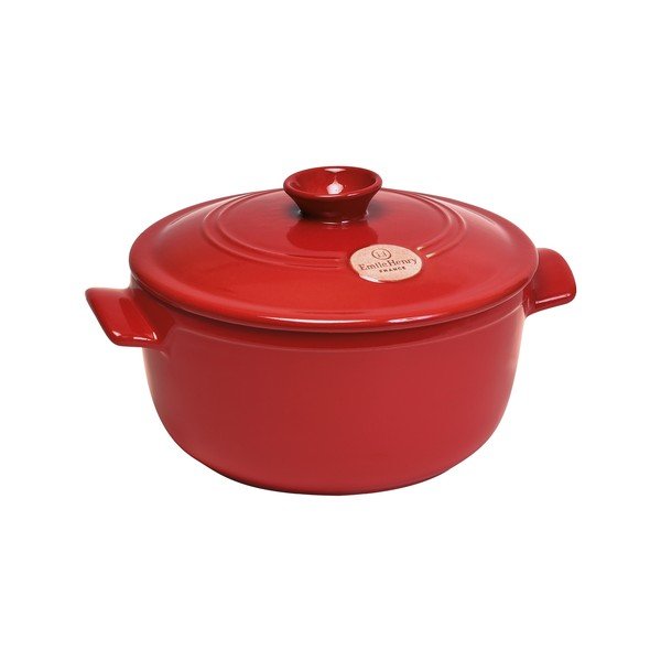Červený kulatý hrnec s poklicí Emile Henry Flame, ⌀ 22,5 cm