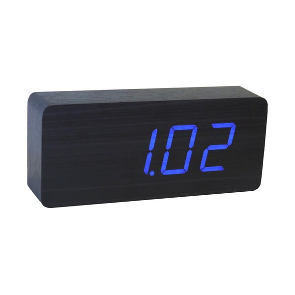 Sveglia nera con display a LED blu Slab Click Clock - Gingko-image-3