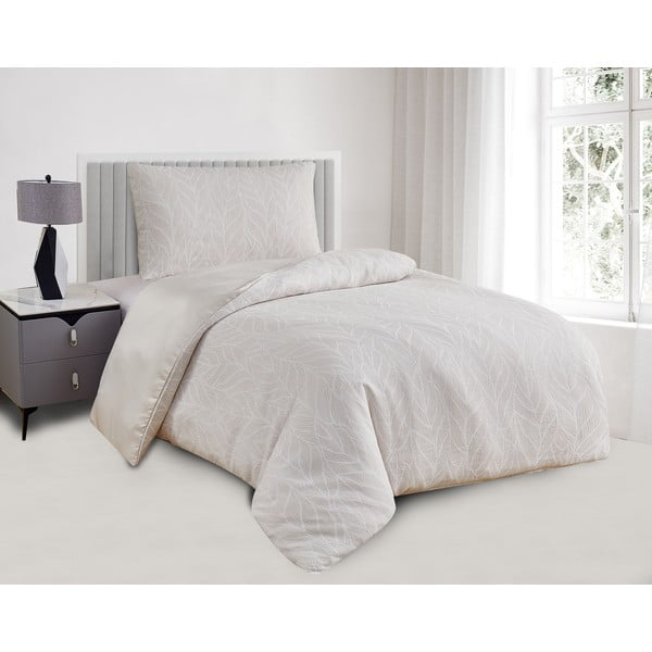 Biancheria da letto singola jacquard beige 140x200 cm Florida - My House-image-1