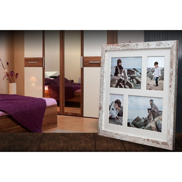 Cornice grigia e bianca per 4 foto 39 x 39 cm Narvik Shabby - Styler-image-1