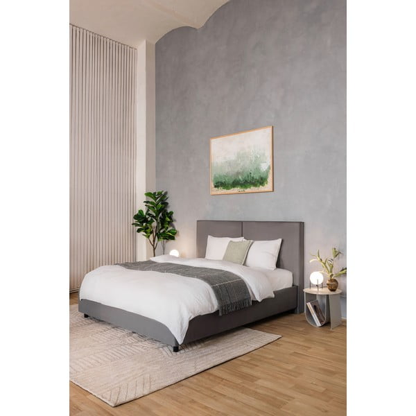 Letto matrimoniale imbottito grigio con contenitore con materasso incluso/con rete inclusa 180x200 cm Myra Bold – Bonami Selection-image-1