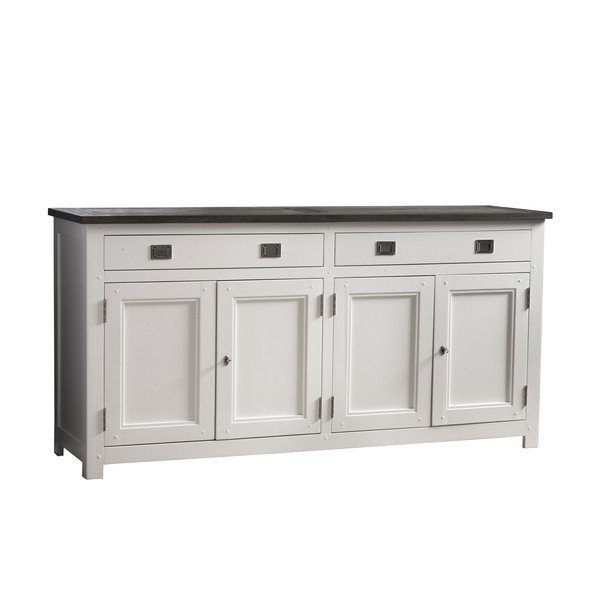 Čtyřdveřová bílá komoda se 2 zásuvkami Canett Skagen Sideboard