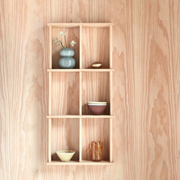 Mensola di colore naturale in rovere massiccio con ripiani multipli 37 cm Grid – OYOY Living Design-image-1