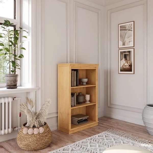 Libreria colore naturale chiaro in pino massiccio 74x118x35 cm Anita – Støraa-image-1