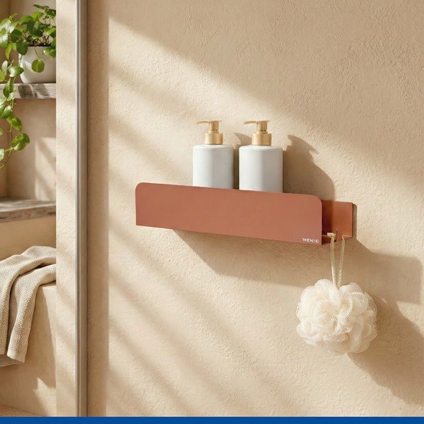 Mensola da bagno senza foratura marrone in acciaio inox con aggancio Turbo-loc Lizan – Wenko-image-1