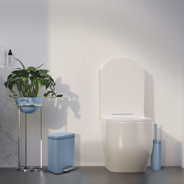 Cestino per la spazzatura azzurro in acciaio con pedale 5 l   Akira – Spirella-image-1