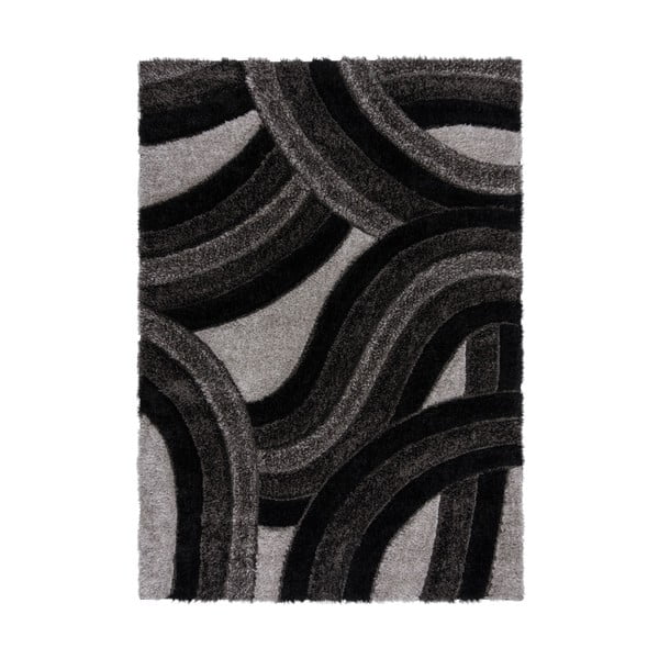 Tappeto nero e grigio in fibra riciclata tessuta a mano 120x170 cm Velvet - Flair Rugs