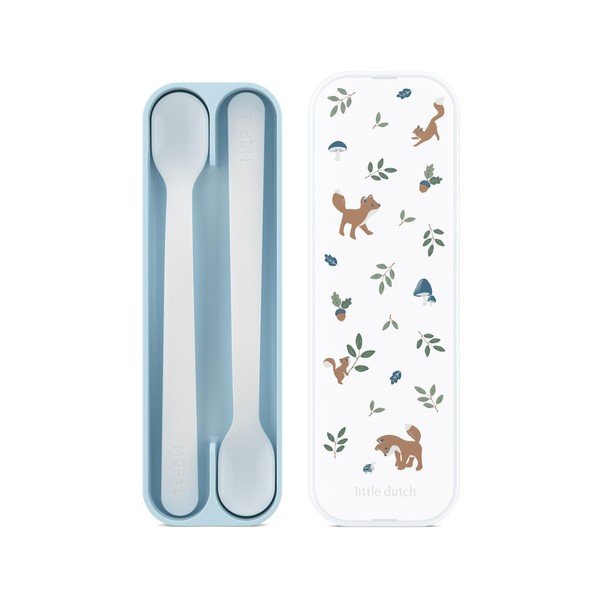 Set di cucchiai da bambini azzurro in plastica 2 pz Forest Friends – Mepal