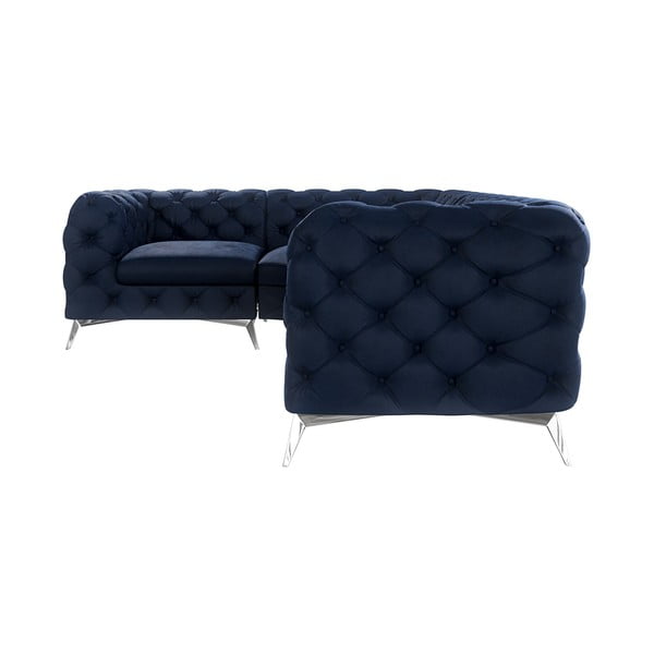 Divano angolare blu scuro (con penisola a sinistra/a L) con rivestimento in velluto Chelsea – Ropez-image-1