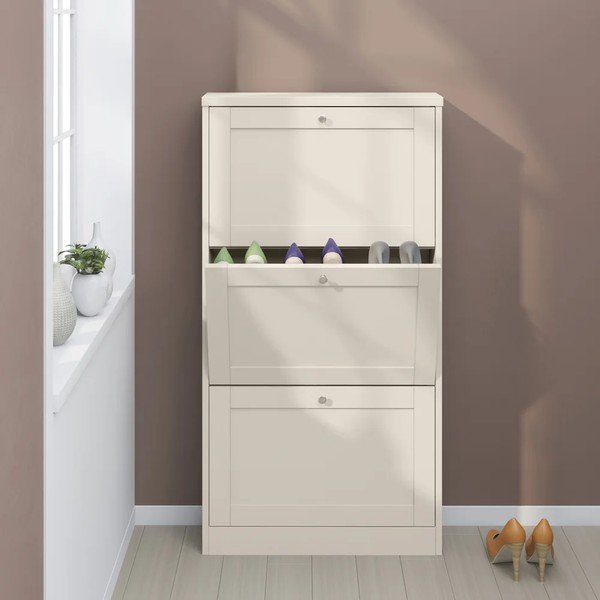 Scarpiera beige opaca con ante ribaltabili 70x130x19 cm Heide – Støraa-image-2