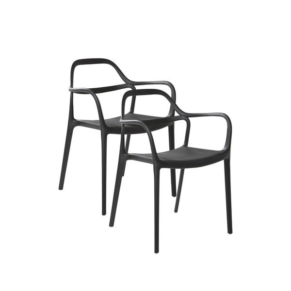 Sedie da pranzo in set nere in plastica con braccioli/impilabili 2 pz Karlaby – Jotex