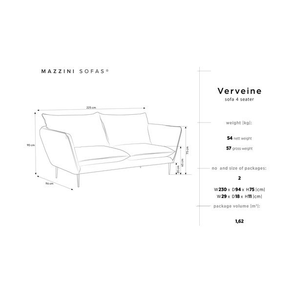 Divano beige Verveine, lunghezza 225 cm - Mazzini Sofas-image-3
