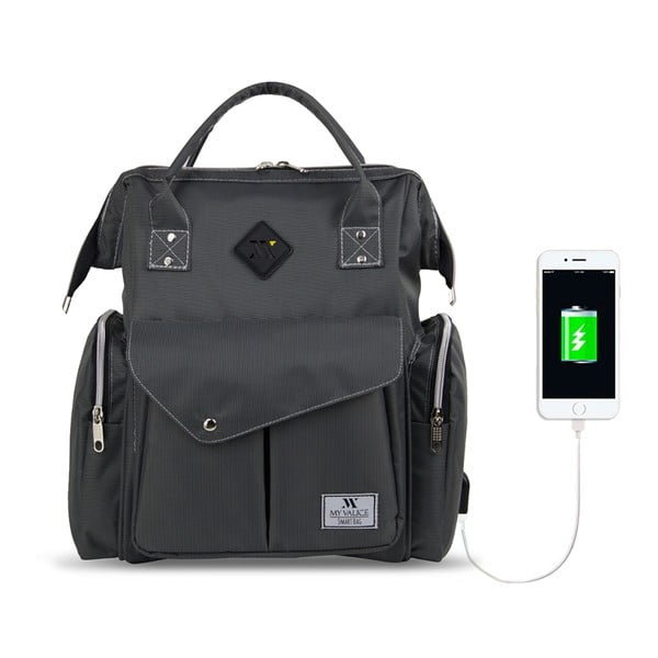 Zaino antracite per mamme con porta USB Zaino per la cura del bambino My Valice HAPPY MOM - Myvalice-image-4