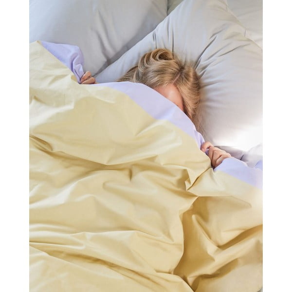 Biancheria da letto singolo bianca e beige in cotone 140x200 cm Block - Hübsch-image-4