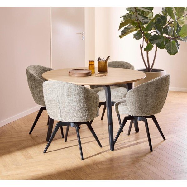 Tavolo da pranzo rotondo con piano effetto rovere ø 120 cm Cadiz - Actona-image-1