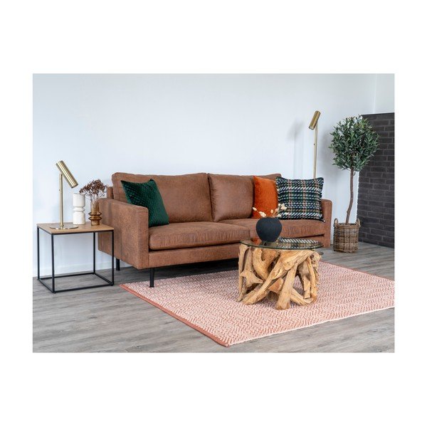 Tavolino rotondo marrone con piano in vetro ø 60 cm Grand Canyon - House Nordic-image-4